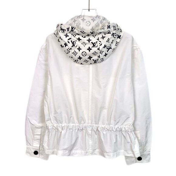 Louis Vuitton Womens White Hooded Jacket W/ Monogram Print Details - Picture 2 of 8